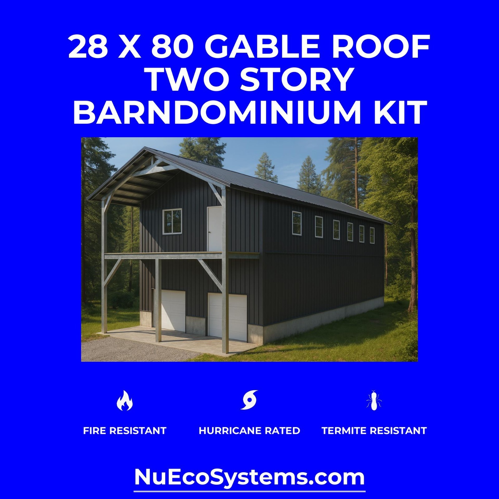 46 X 50 FLORIDA HURRICANE RATED Barn Style Barndominium Kit