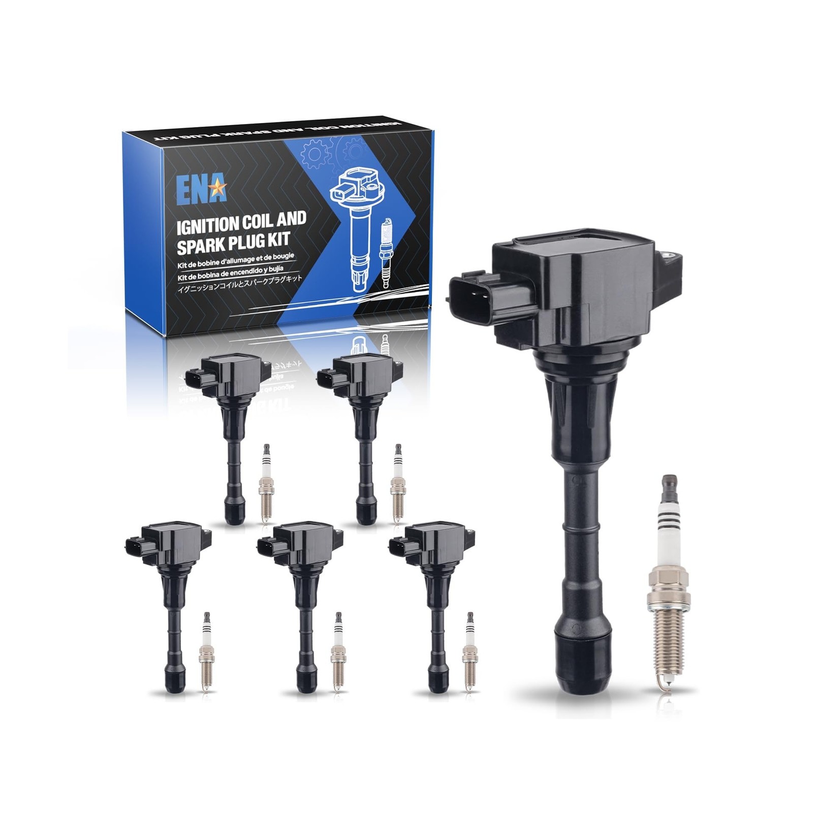 ENA Set of 6 Iridium Spark Plug and 6 Ignition Coil Pack Compatible with Niss…