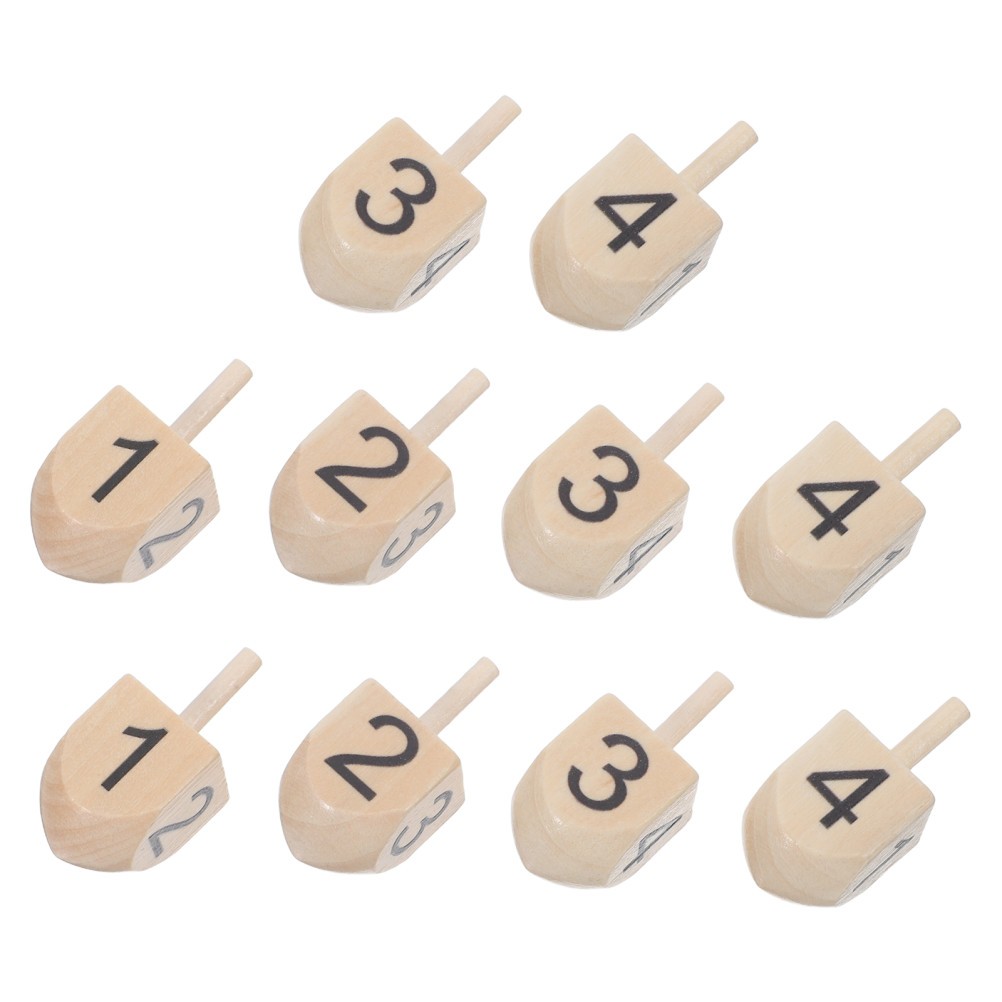 10 Pcs Festive Wooden Top Dreidel Paint Blank Ornaments for Crafting