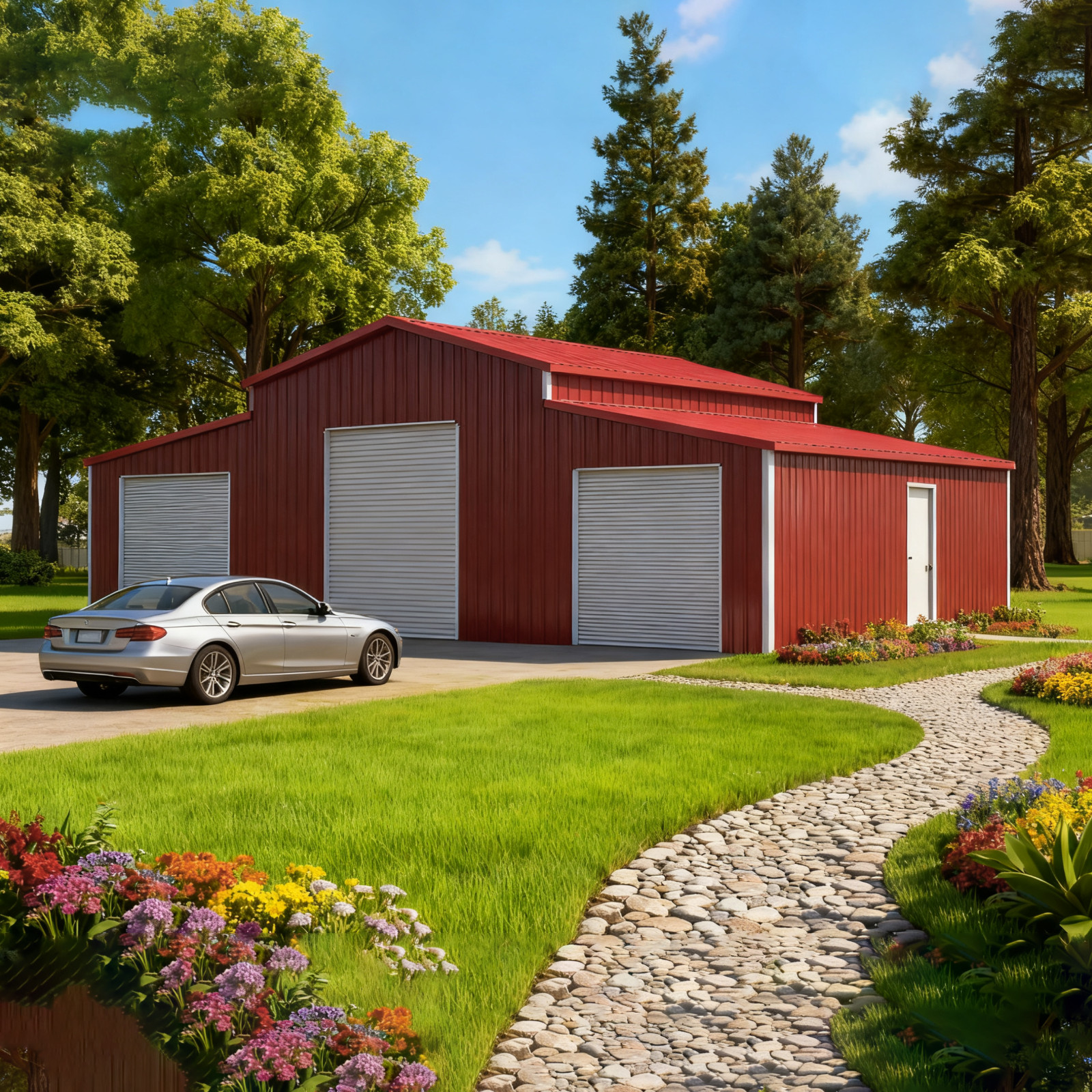 42’x30’x13′ Metal Garage Shed Barn Outdoor Storage Heavy Duty Galvanized Steel