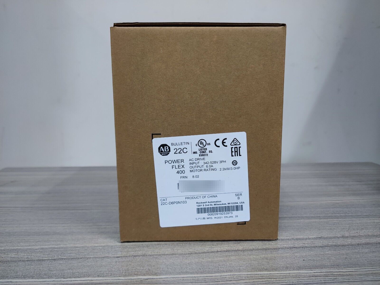 Allen-Bradley POWERFLEX400 3HP CAT 22C-D6P0N103