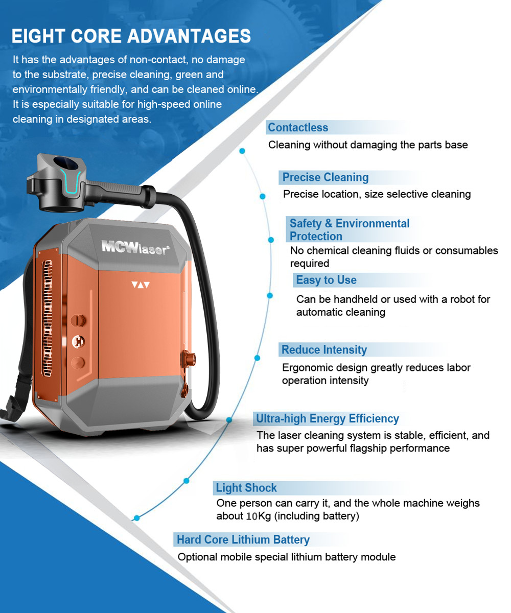 120W 3-in-1 Laser Cleaning Machine Portable Cleaner Rust Paint Oil Removal