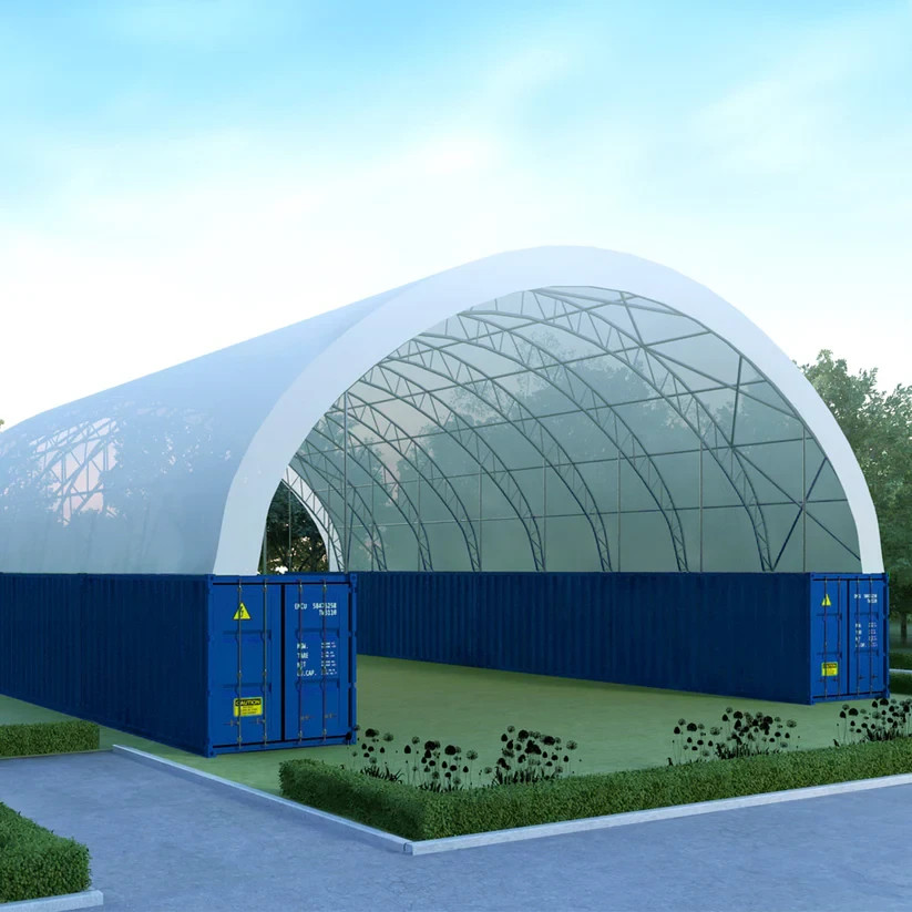 60x80x15 Double Truss Container Shelter Canopy 22oz PVC HD Fabric Building