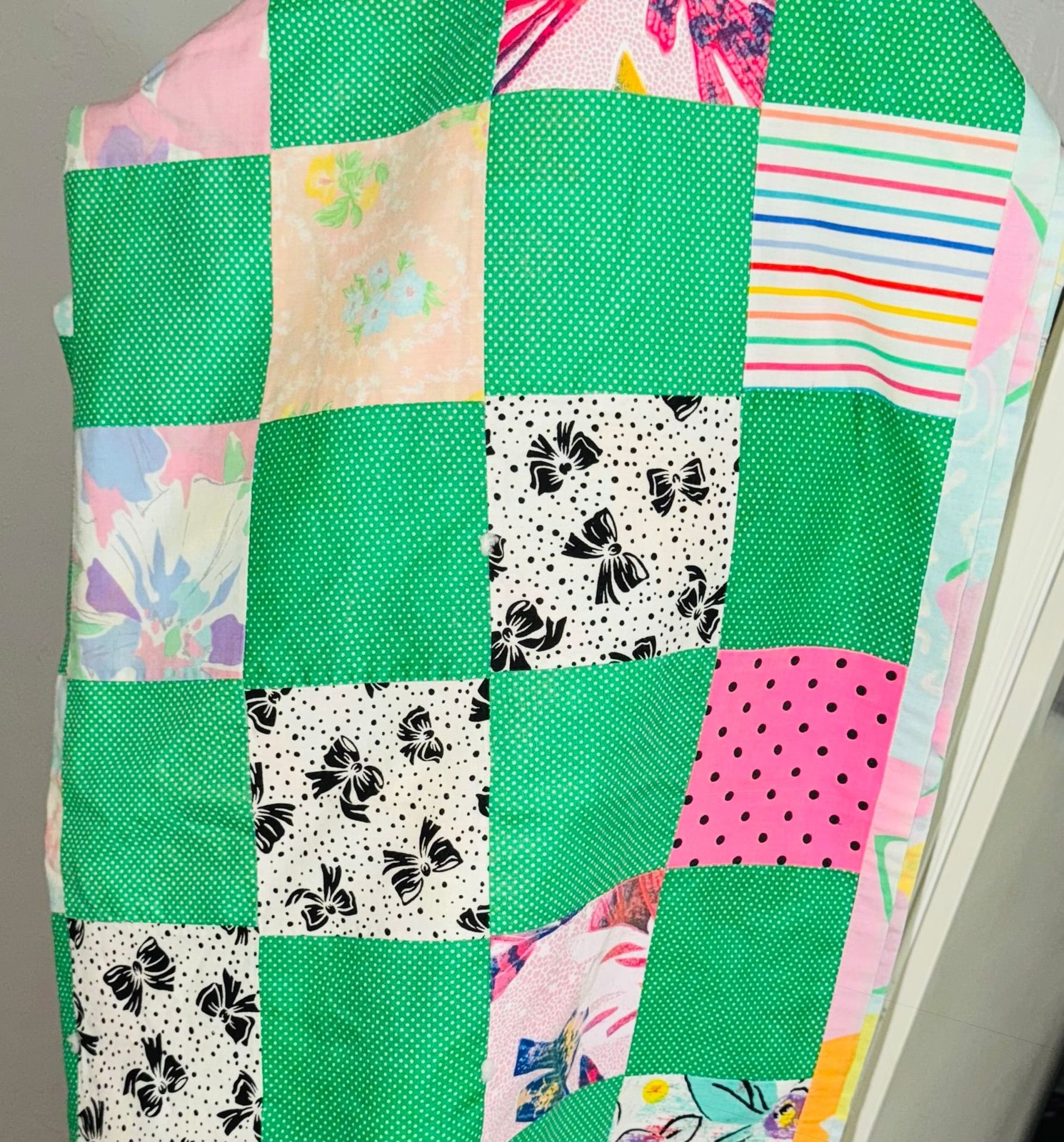 Patchwork Quilt Valentine Galentine Girls 80”x 52” Cottage Farmhouse