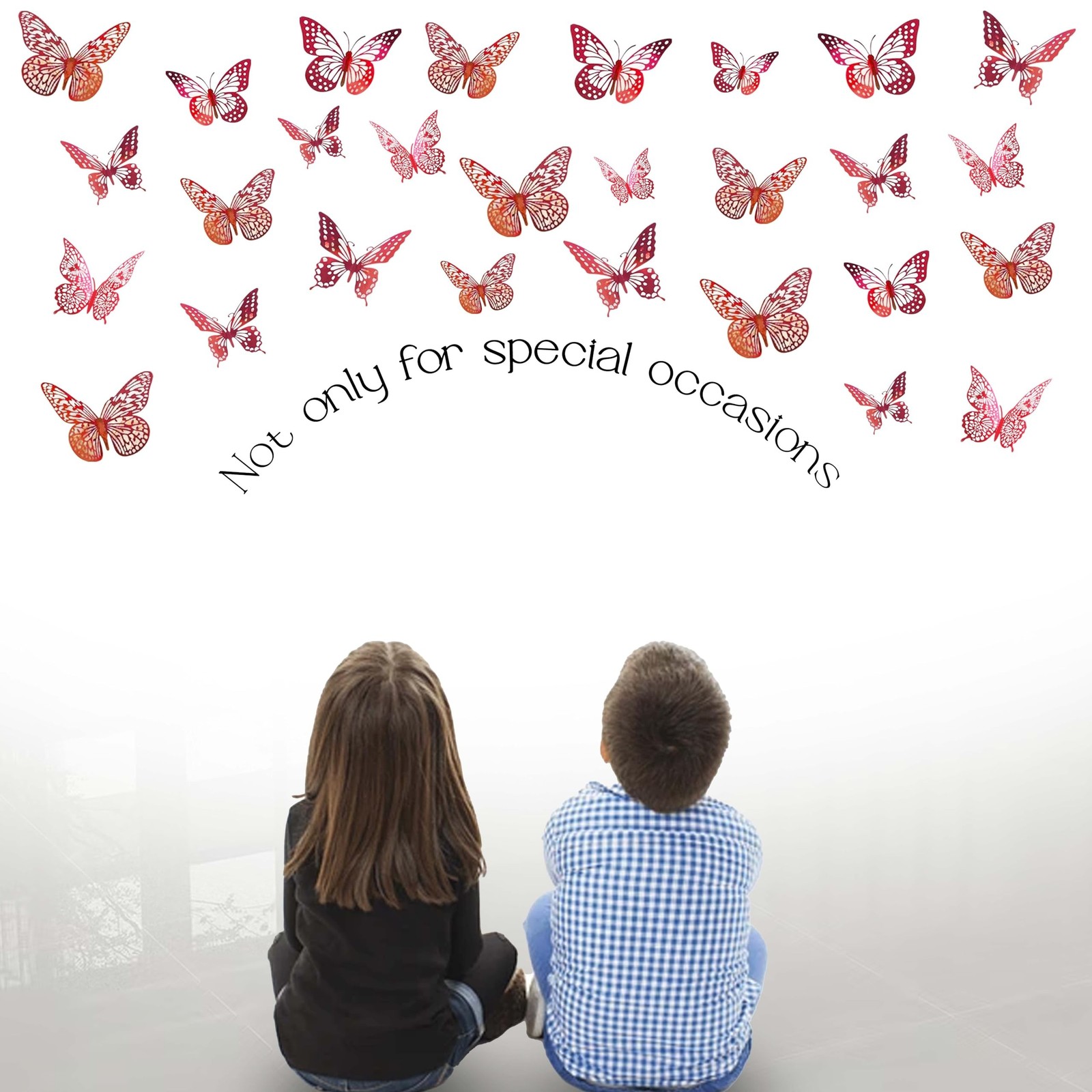 Red 3D Butterfly Wall Decor – 48 Pcs, 4 Styles, 3 Sizes, Red Butterfly Decora…