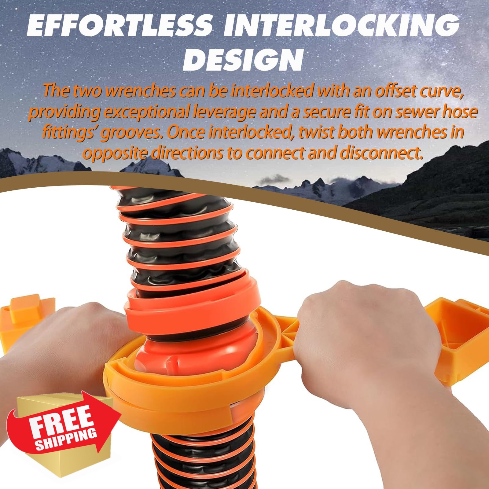 TonGass RV Sewer Hose Wrench 2-Pack Orange