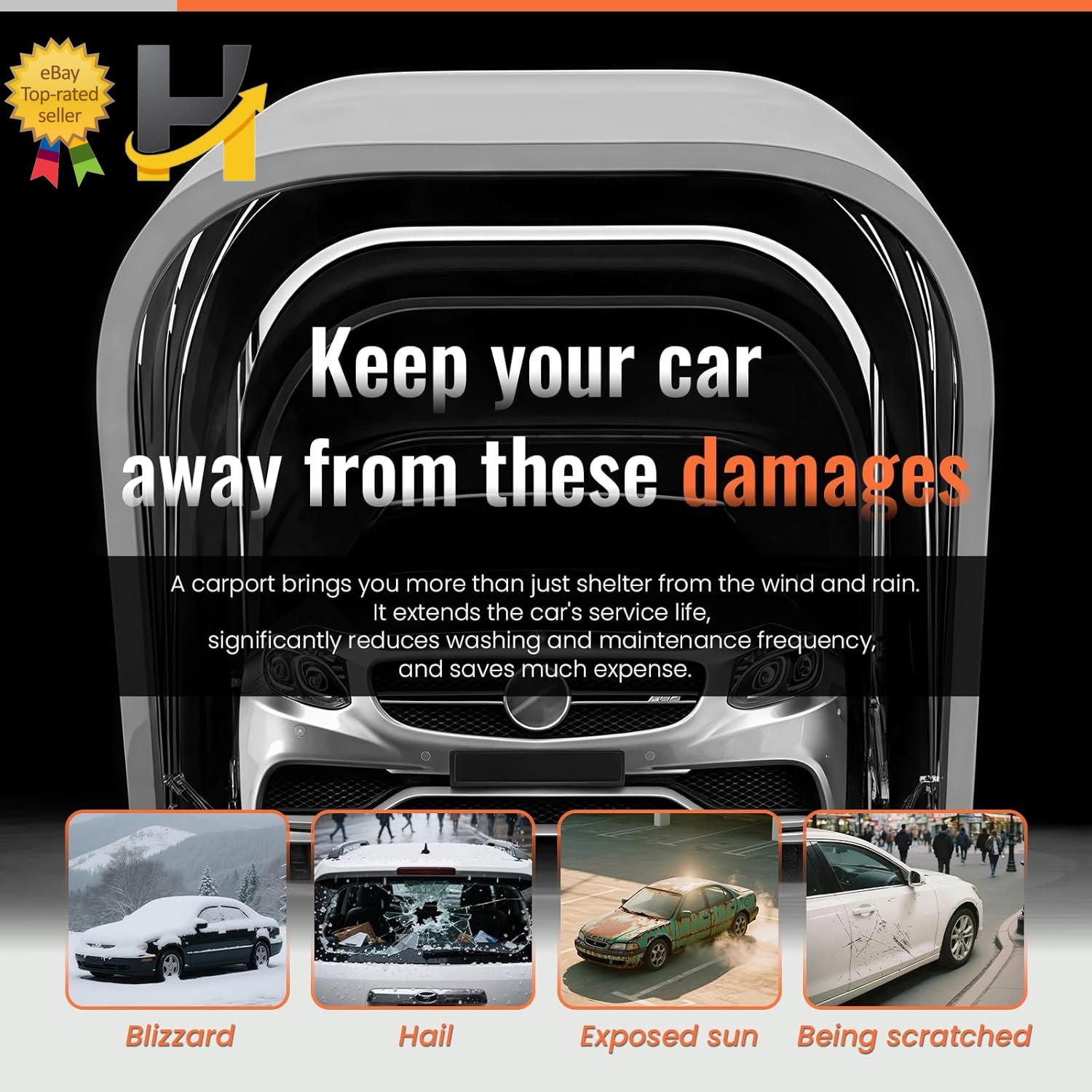 Retractable Carport Semi-Automatic Foldable Car Port Stainless Steel Portable Ga