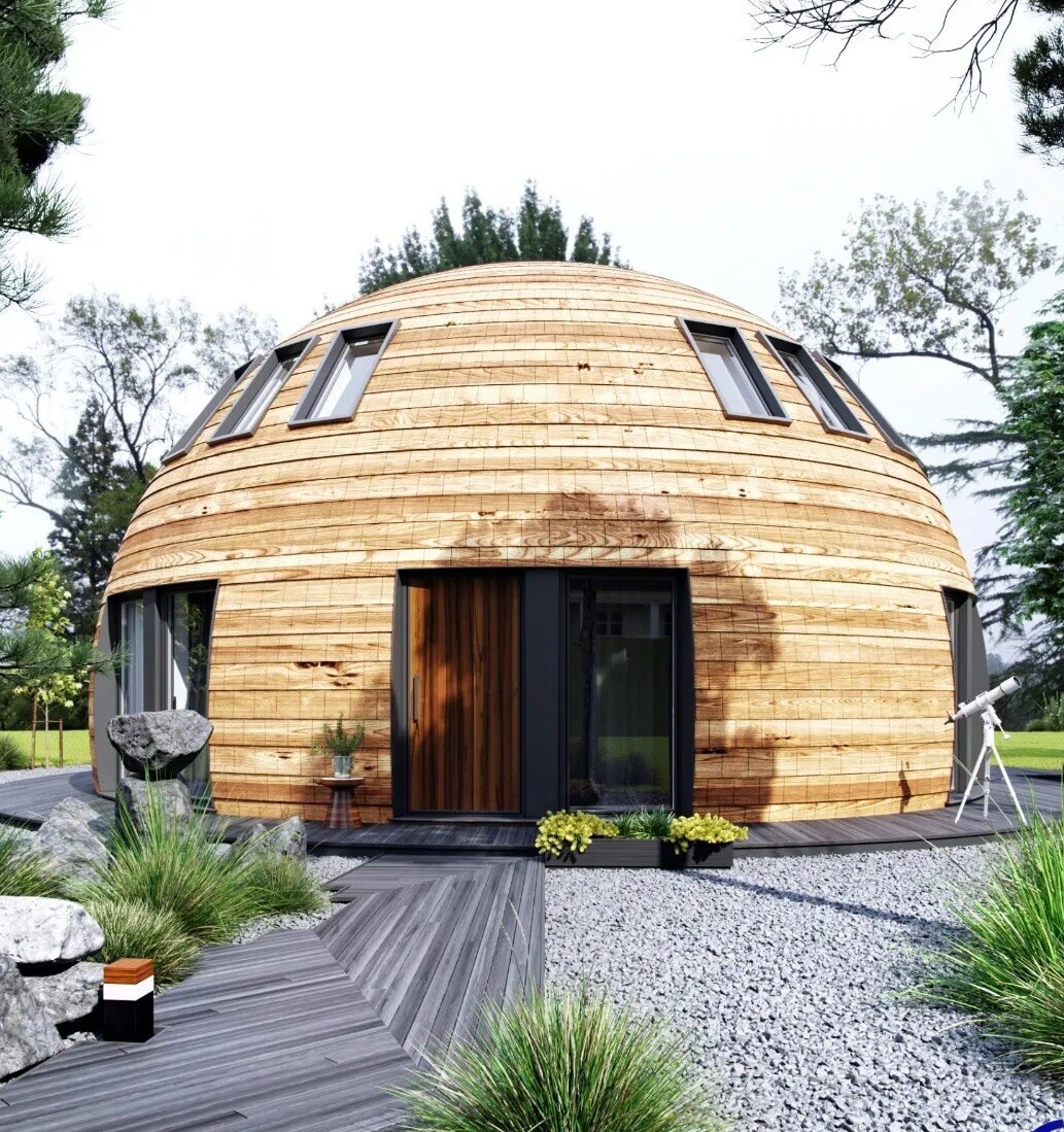 Hemp Ready Dome Home Wood Prefab House DIY Home Framing Kit 1400 SQFT Kit Home