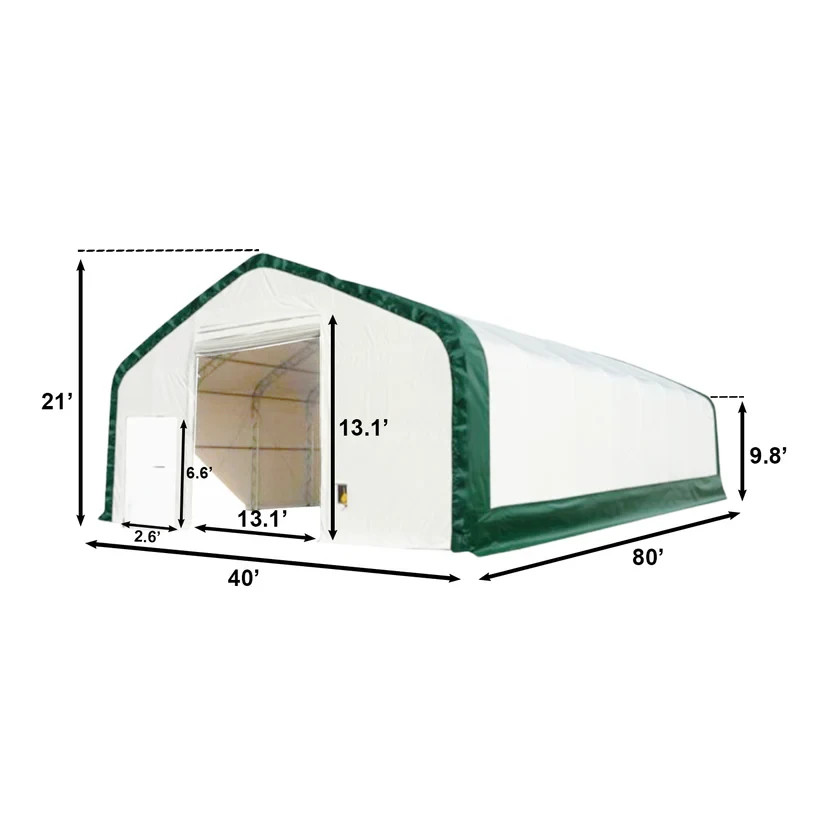 W40xL80xH21′ Double Truss Storage Shelter 22OZ PVC Canvas Building Tent