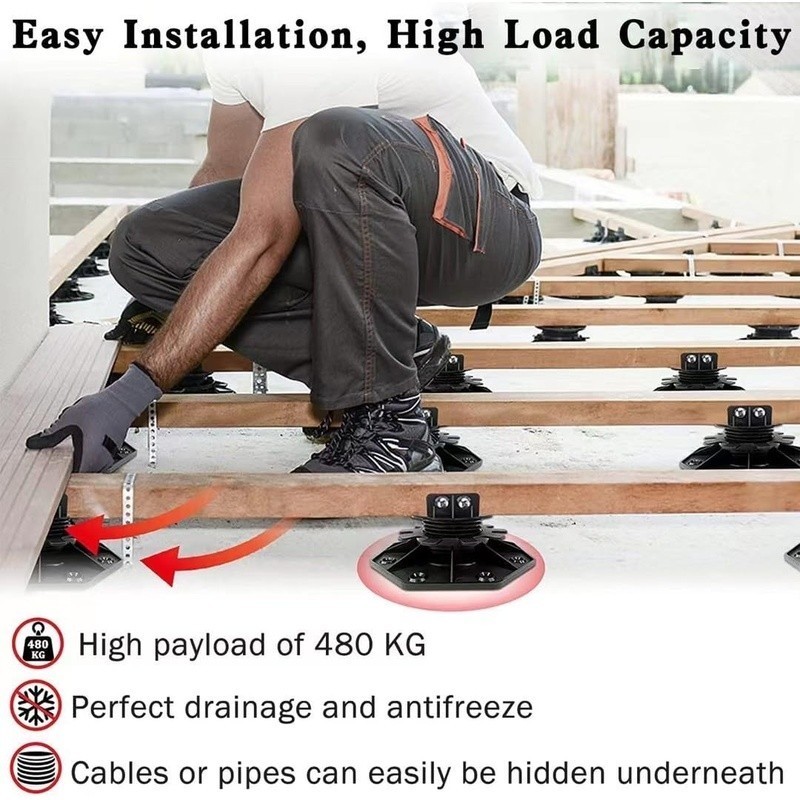 Plastic Wood Floor Installation Keel Adjustable Height Outdoor Building Solution