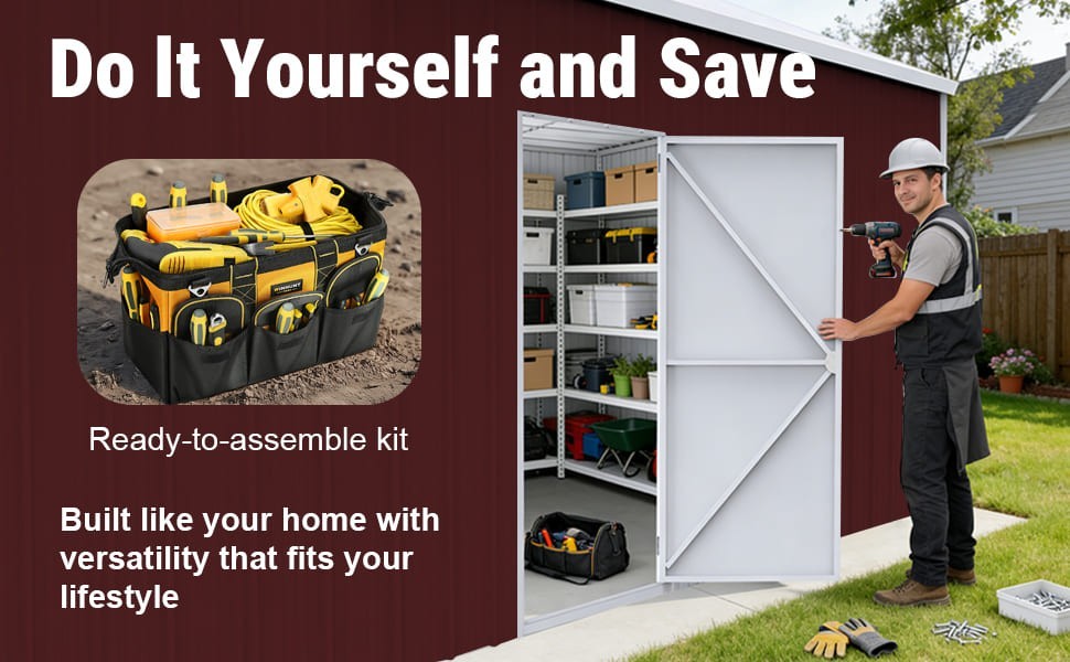42’x30’x13′ Metal Garage Shed Barn Outdoor Storage Heavy Duty Galvanized Steel