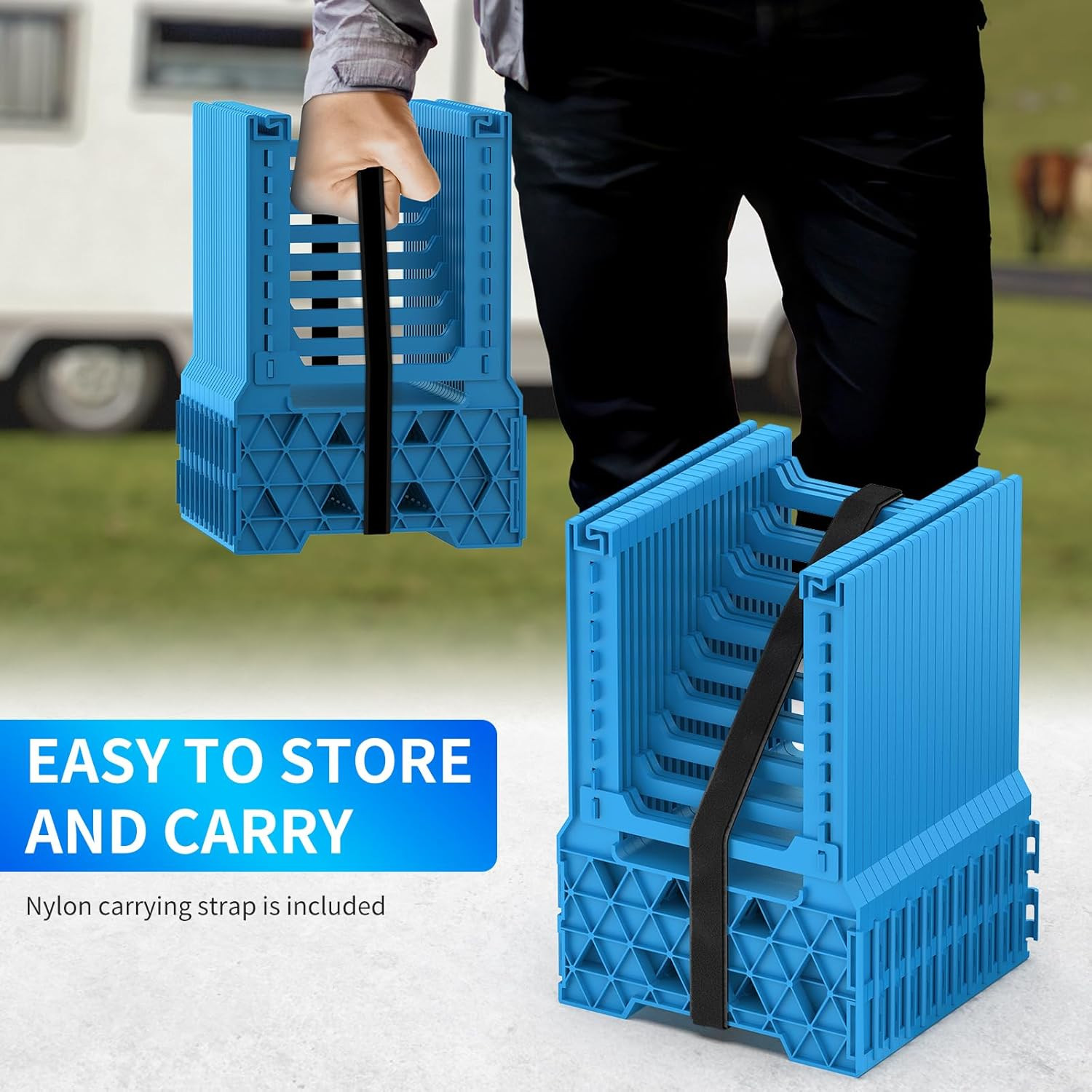 RV Sewer Hose Support 10FT with Secure Rubber Band & Carry Strap, RV Sewer Hose