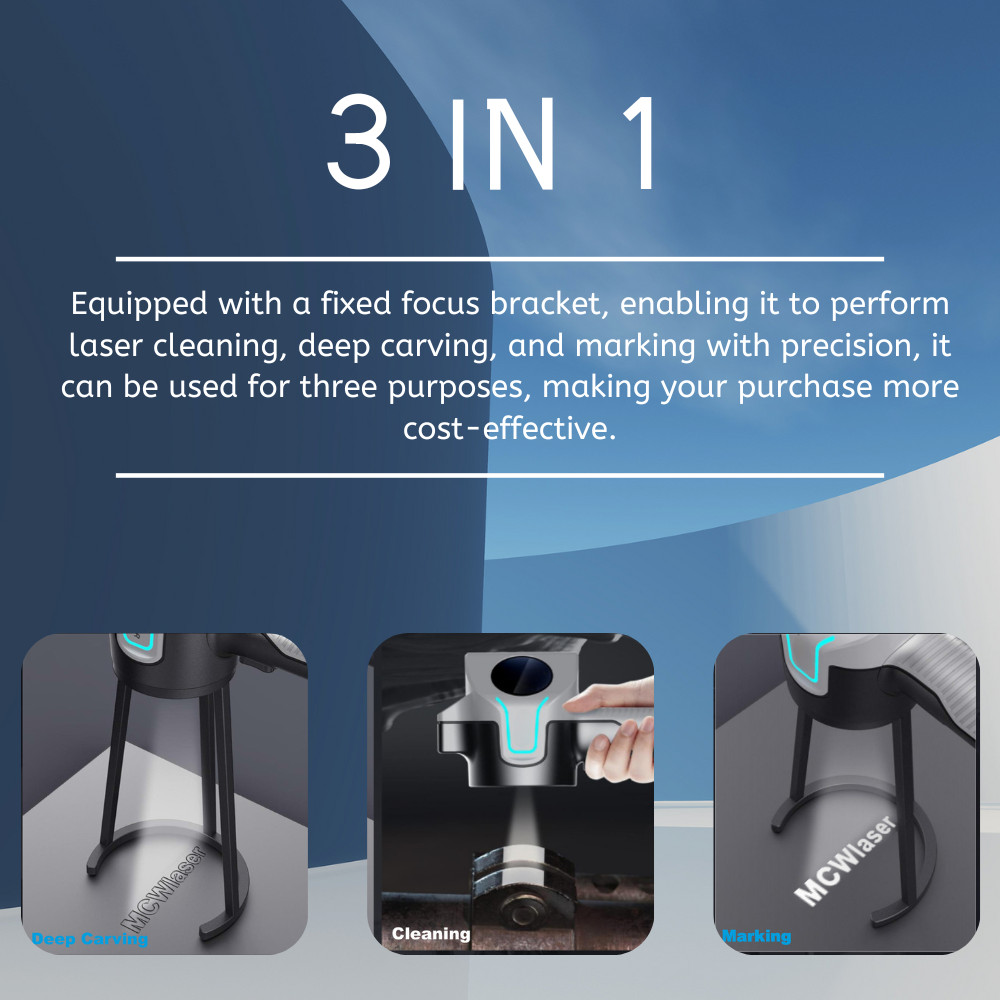 120W 3-in-1 Laser Cleaning Machine Portable Cleaner Rust Paint Oil Removal
