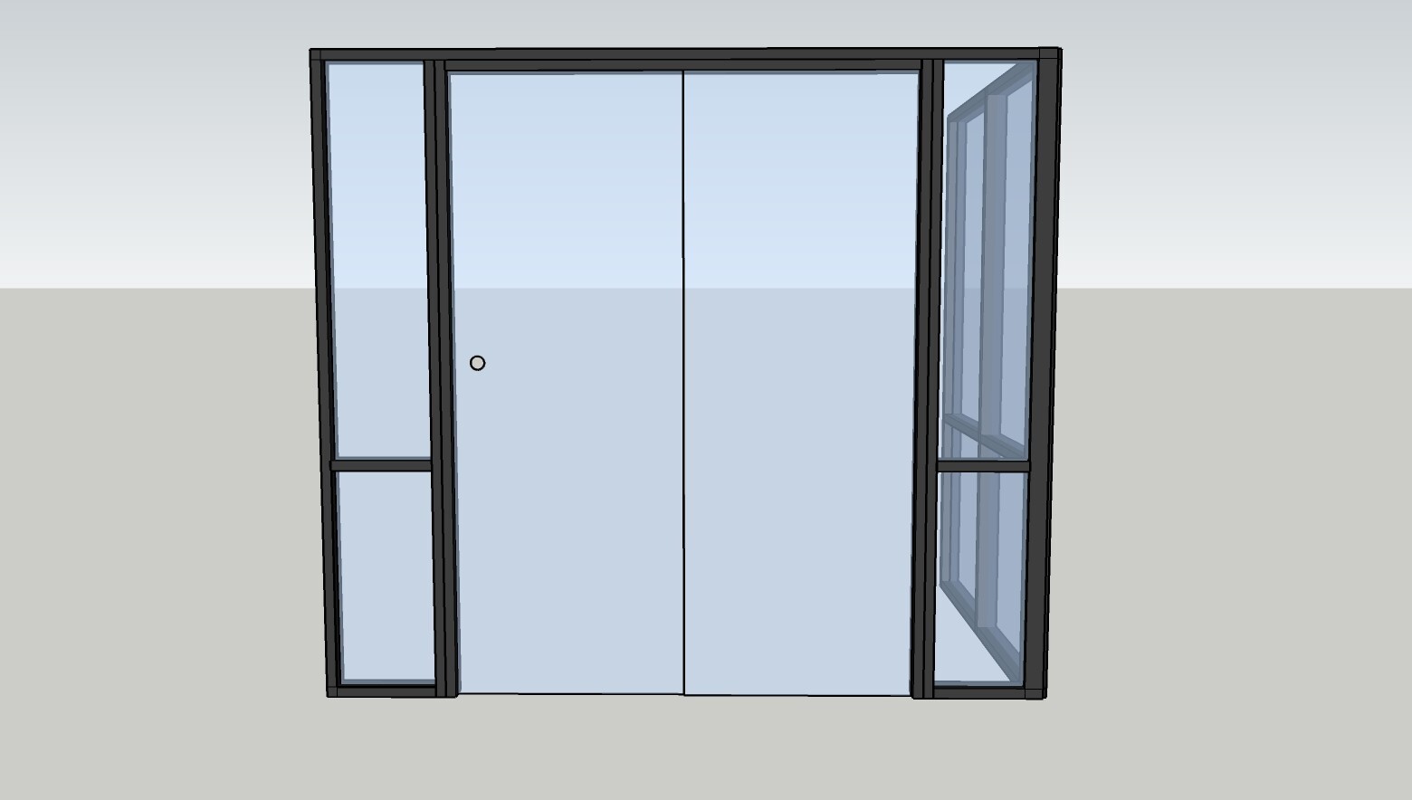 CGP Single-Slide Door System, Glass Aluminum 2-Wall 9’x6’x8′, Black