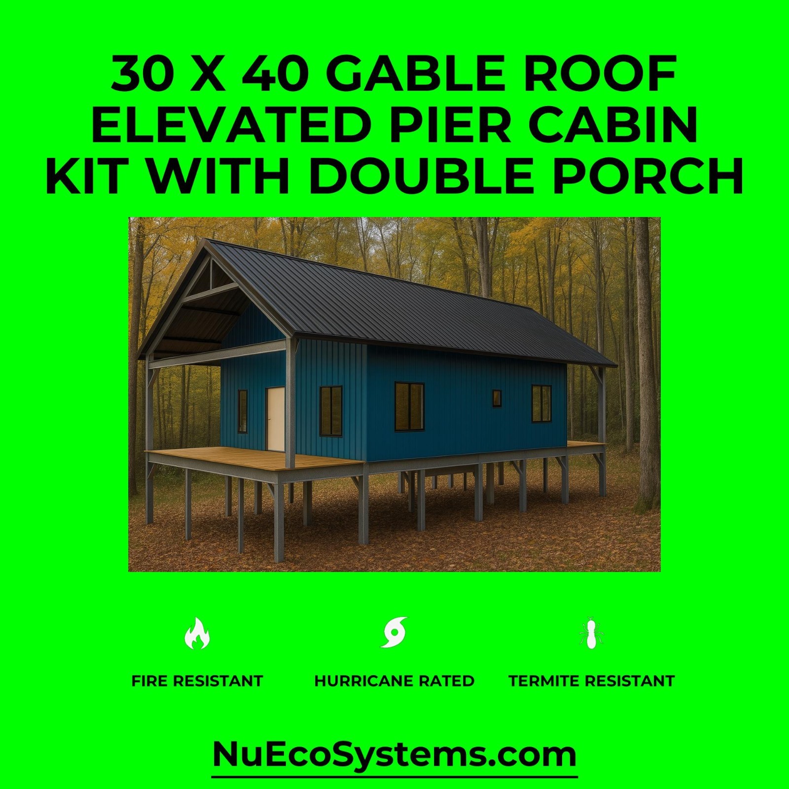 U.S. Made Fire Resistant 26 X 34 Cabin, Barndominium or Steel Home Kit
