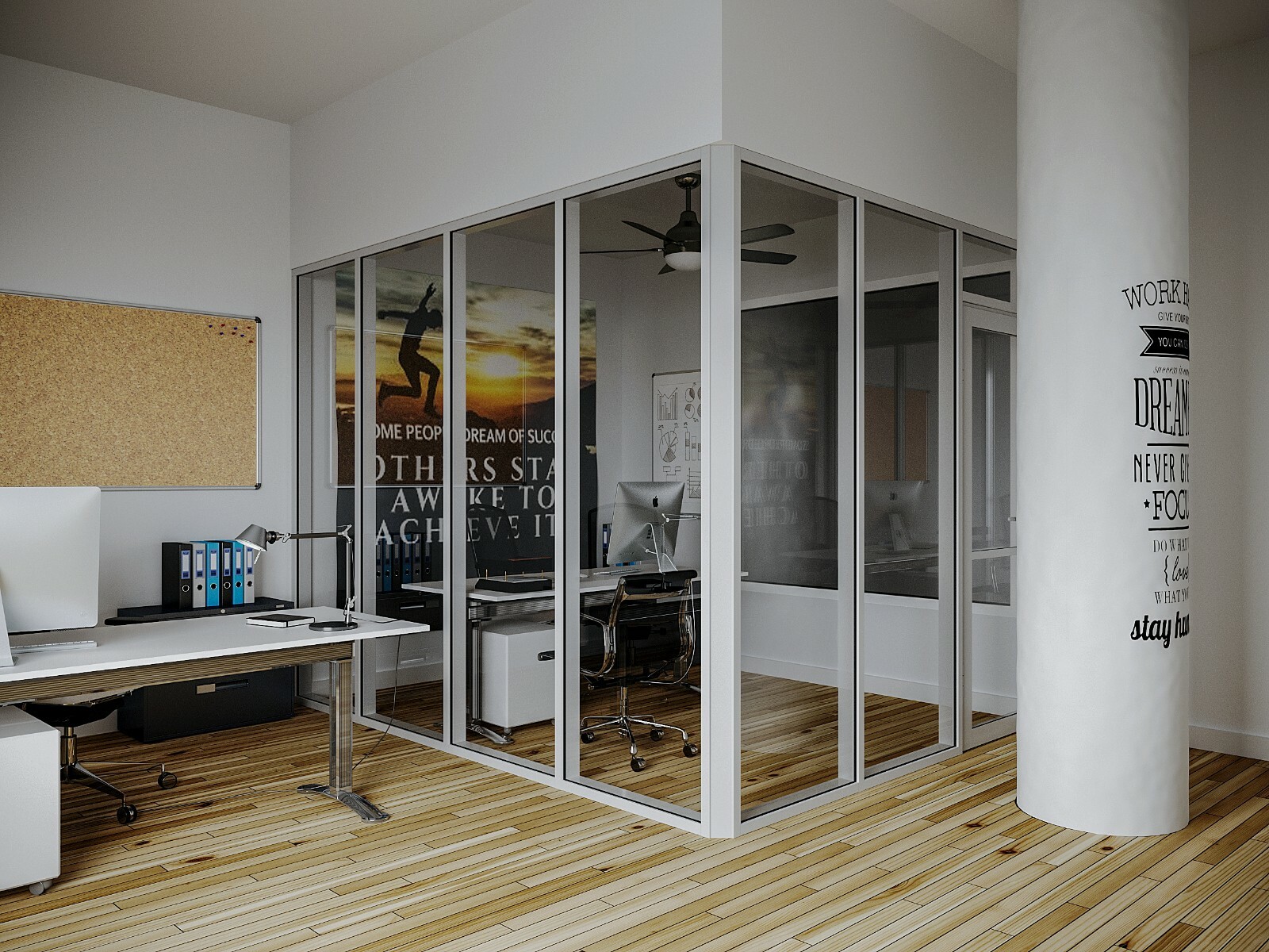 CGP Glass Aluminum 2Wall Office Partition System w/Door 14’x6’x9′ Clear Anodized
