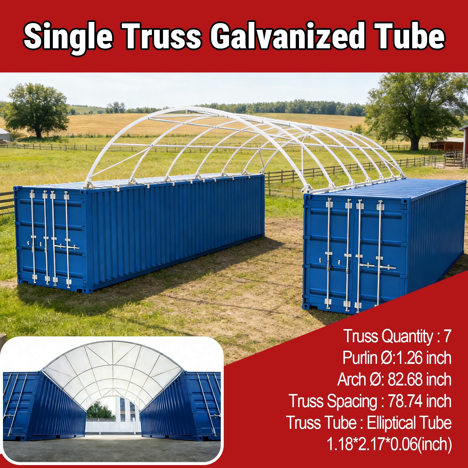 40x20x6.5FT Single Truss Heavy Duty PVC Fabric Container Shelter Canopy Building