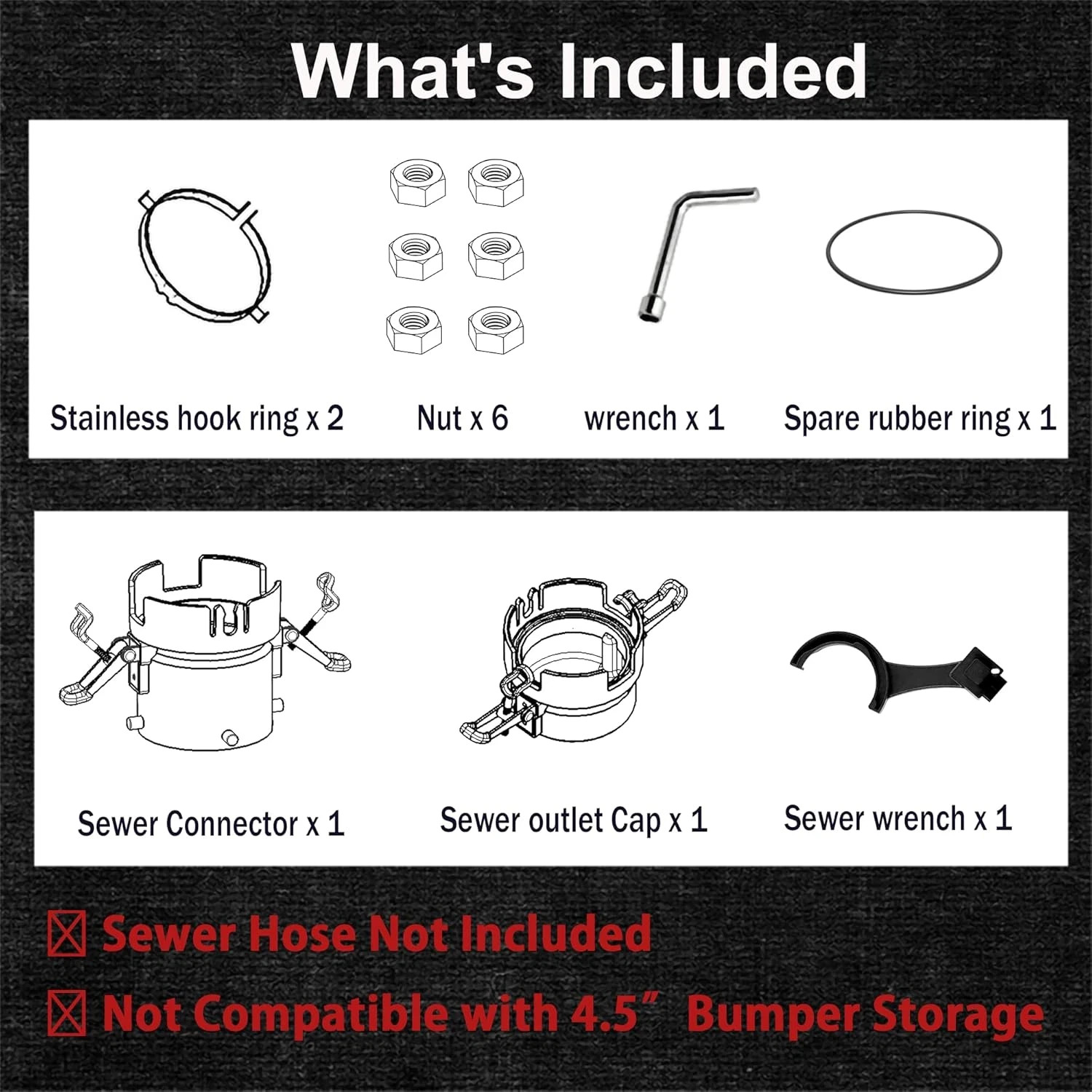 FULL SET RV Sewer Hose Connector – Patented Push-Lock + Clamp-Lock System, Leak-