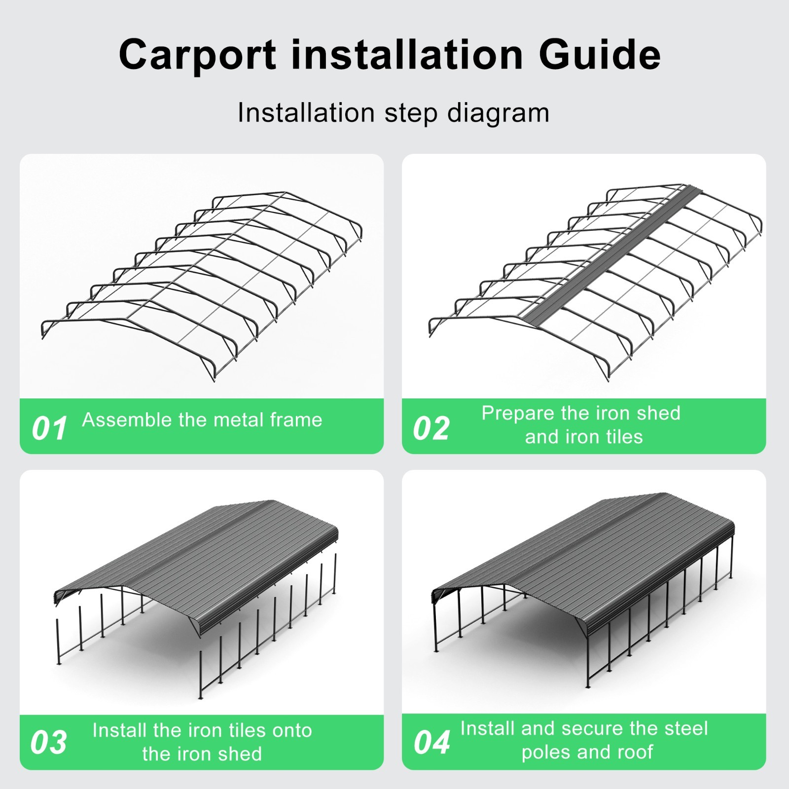 PABIMIA 20×40 FT Heavy-Duty Metal Carport, Outdoor Galvanized Steel Shelter