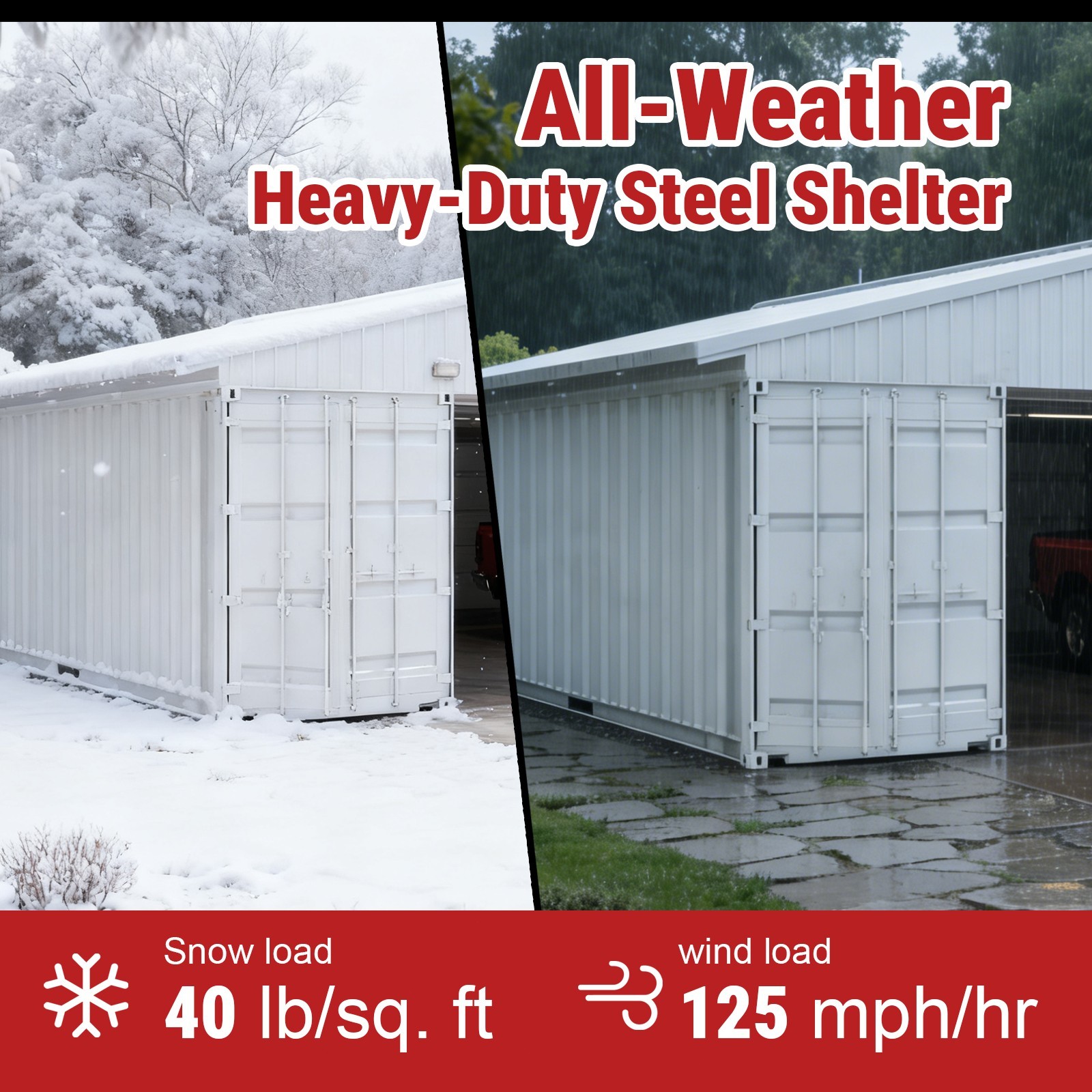 40’x36′ Shipping Container Roof Kit Heavy Duty Steel Shelter No Containers KJ