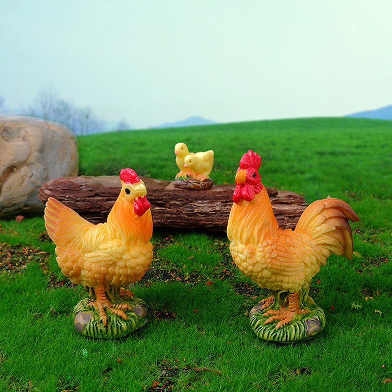 Rooster Chicken Doll Farm Animal Model Home Decoration Miniature Ornaments