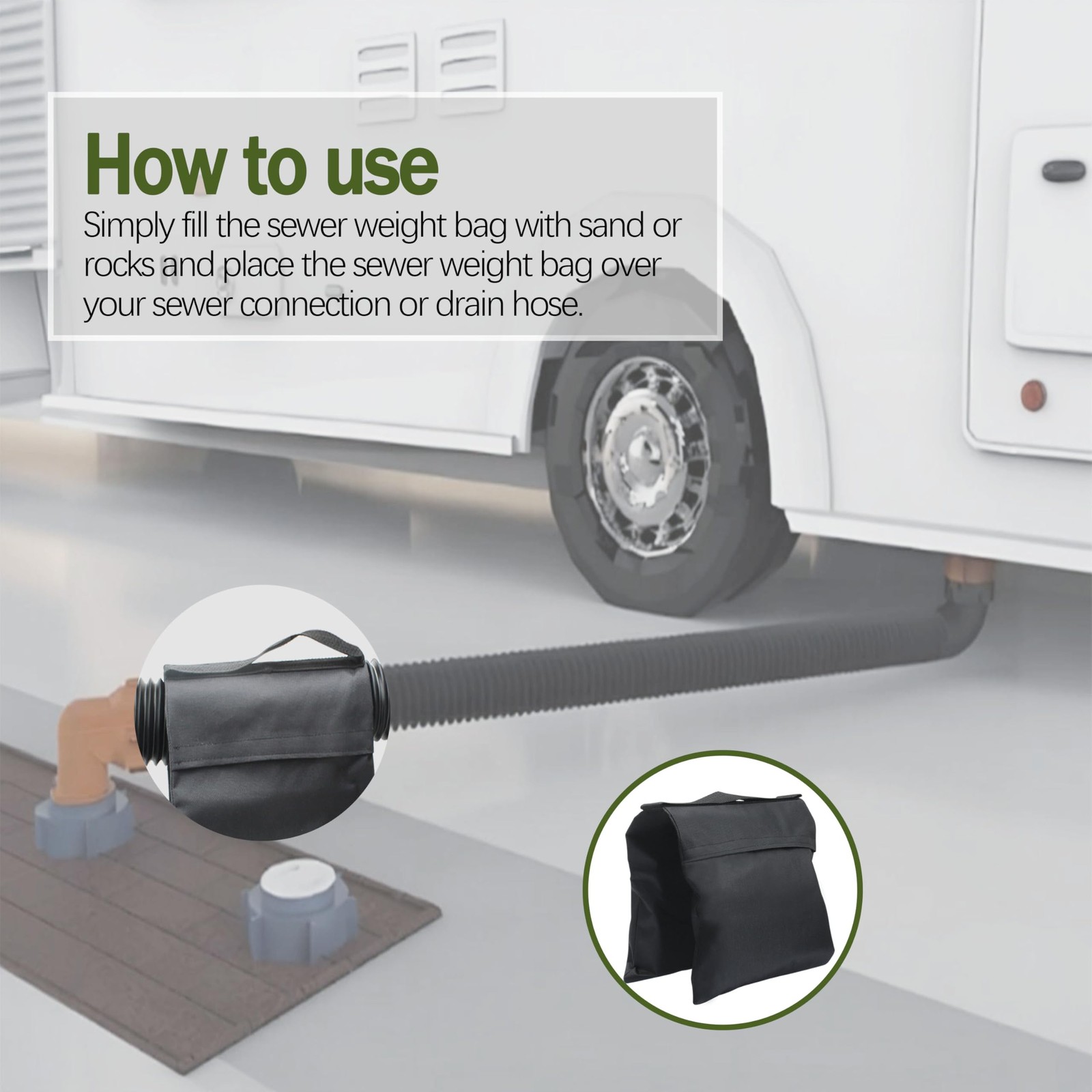 HOLEPU RV Sewer Weight Bag, Rv Hose Support Device For Black