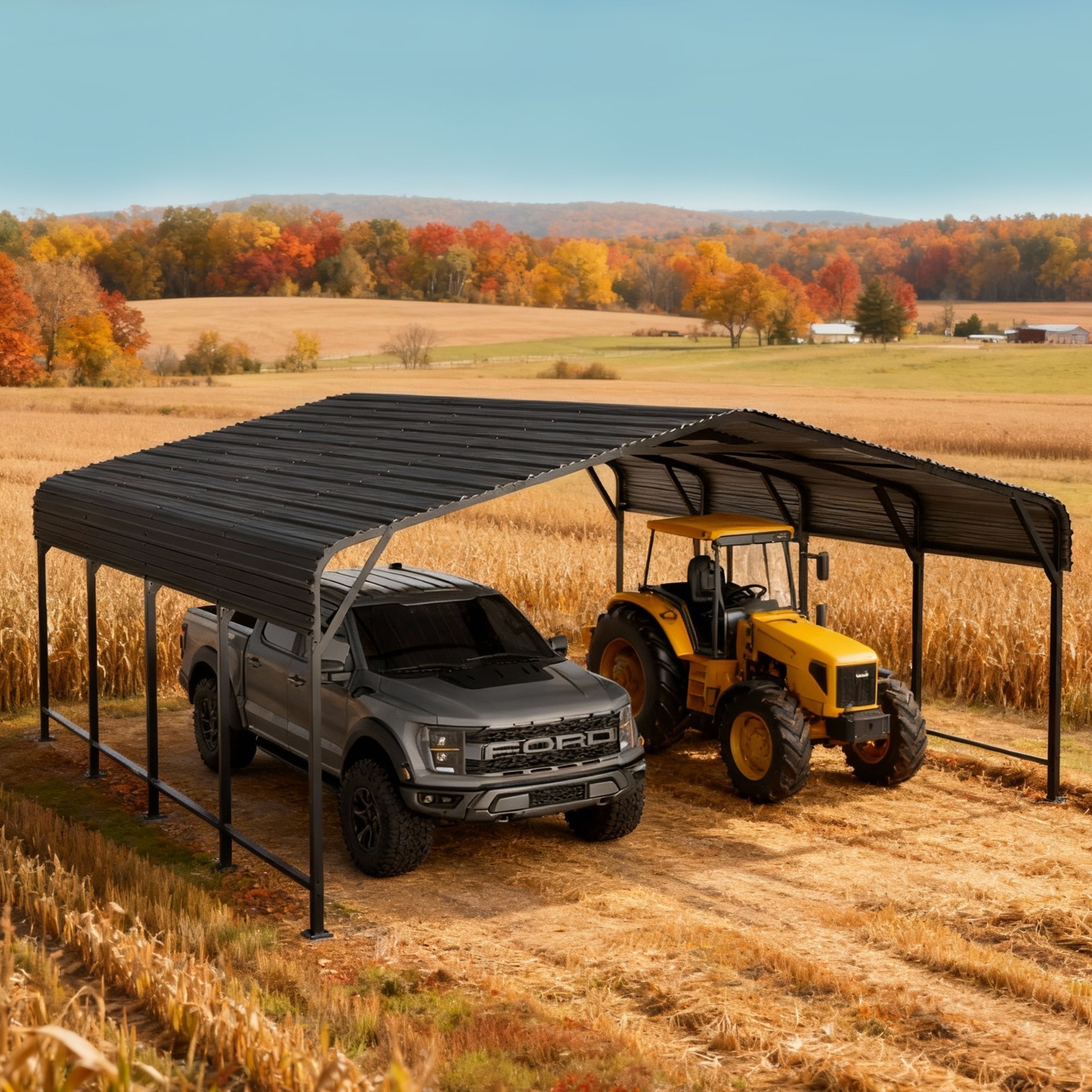 PABIMIA 20×20 FT Heavy-Duty Metal Carport, Outdoor Galvanized Steel Shelter