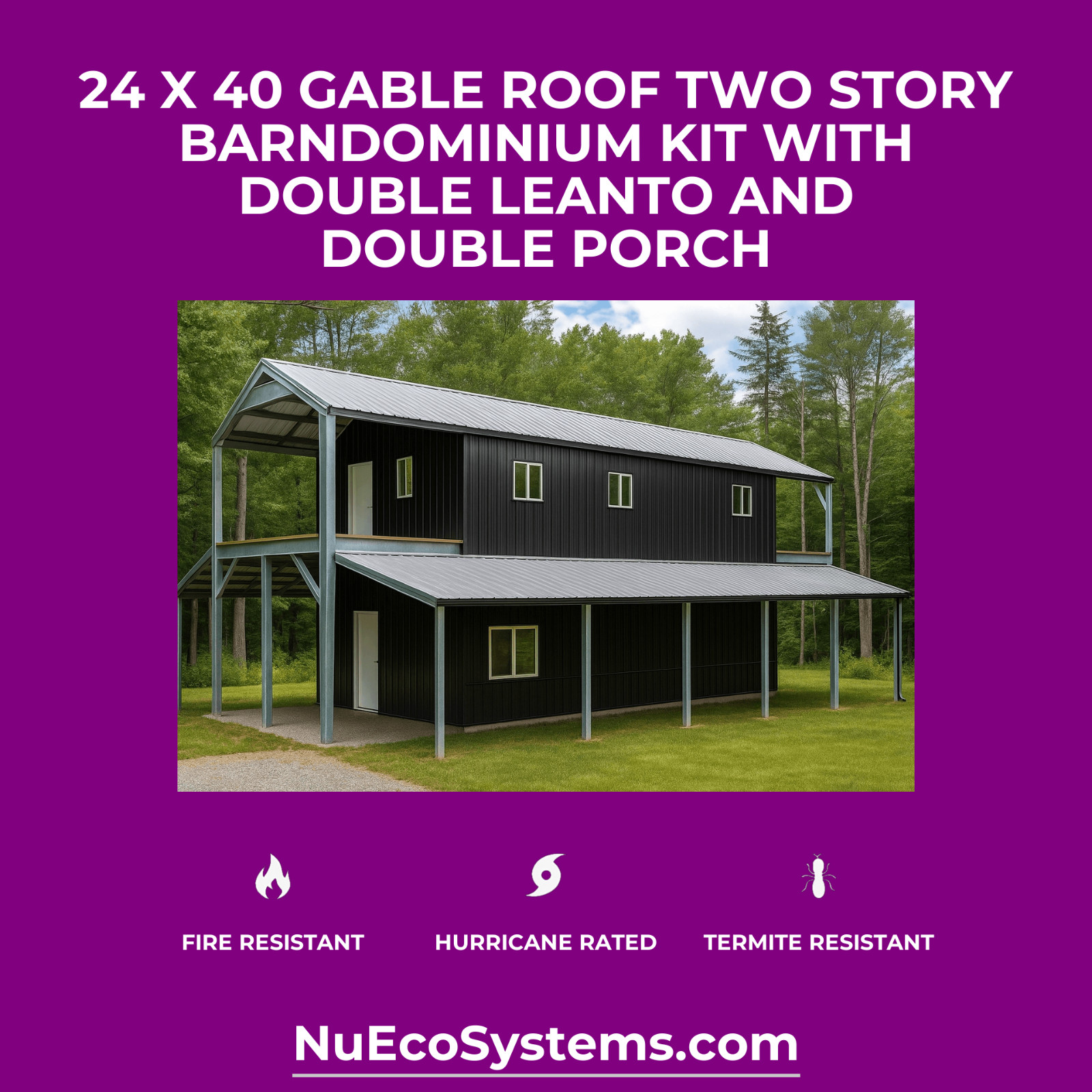 ADU KIT 30′ x 24′ x 19′ Tall Lightweight Galvanized Steel Garage & Apartment
