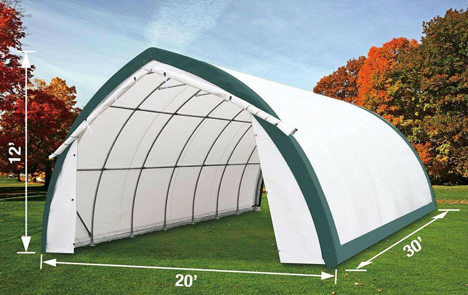 TMG 20′ x 30′ Arch Wall Peak Ceiling Storage Shelter with Heavy Duty 11oz PE 