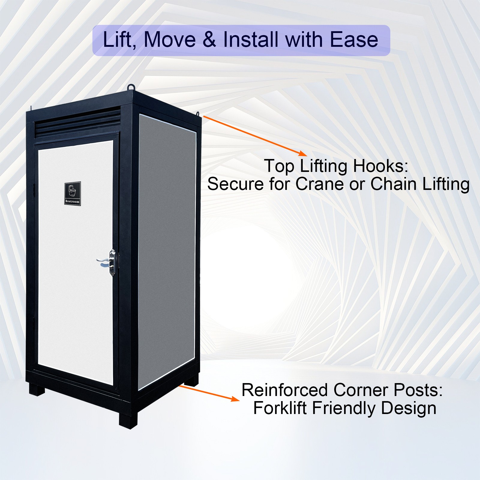 Bastone Single Door Unisex Portable Restroom Outdoor Mobile Toilet with Sink