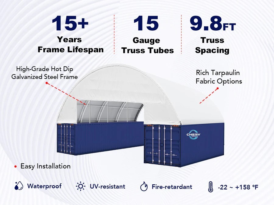 60’x40’x20′ Heavy Duty Double Truss Container Storage Shelter Garage Building