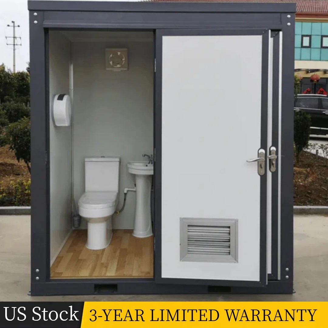 Bastone Dual Portable Restroom Mobile Toilet,2 Stall w/2 Sinks Toilets Bathroom