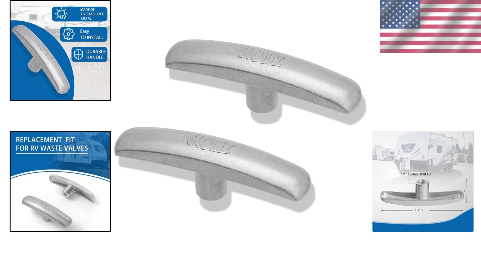 Stylish Silver Metal Replacement Handles for RV Waste Valves – Easy Grip Design