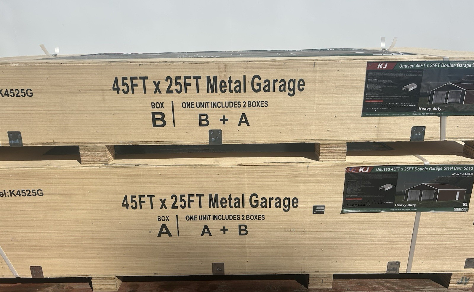 45′ x 25′ Metal Car Garage/Outdoor Storage Shed Galvanized Steel Barn Dark-Red