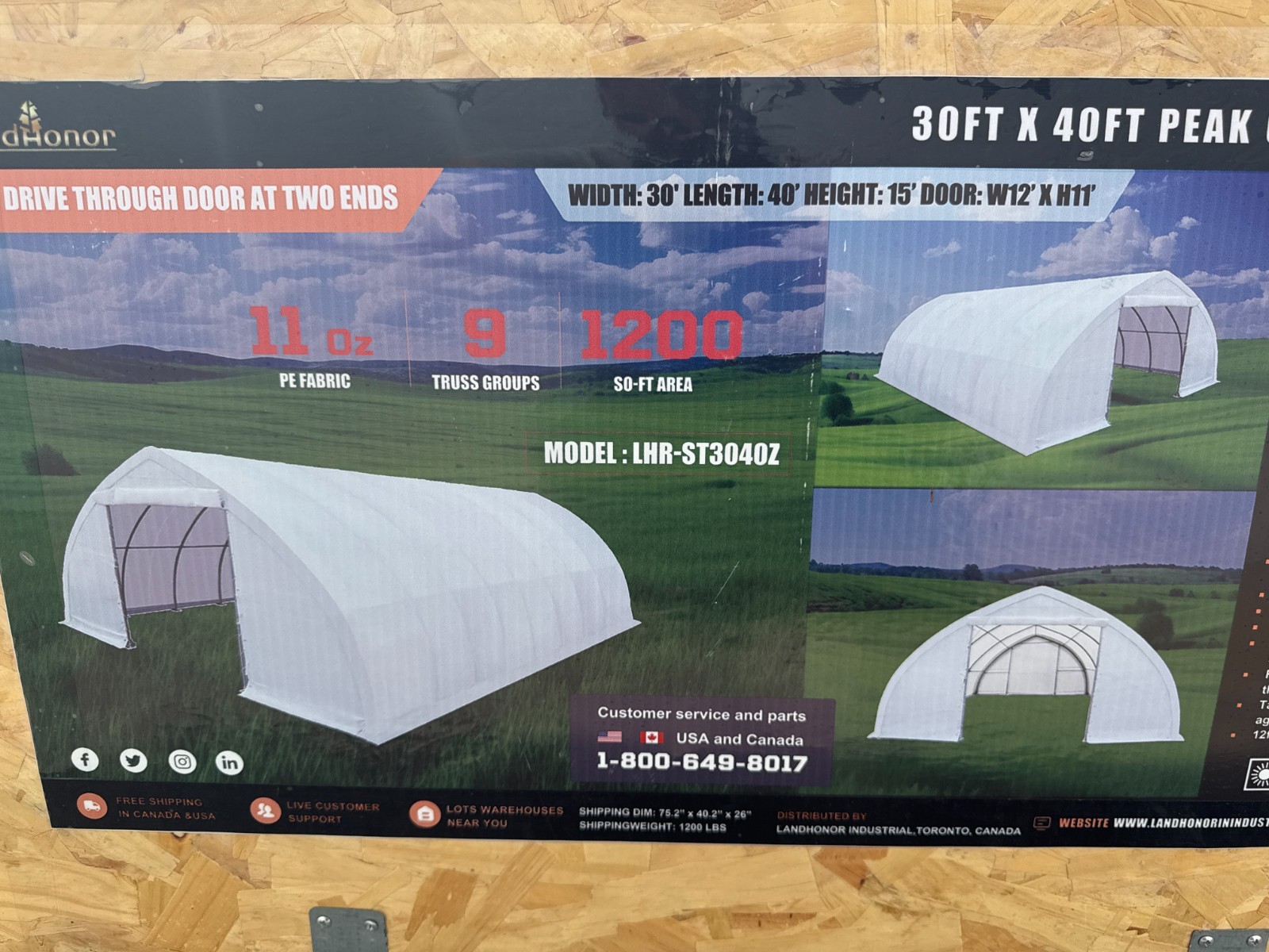 30x40x15 11 oz PE Fabric Canvas Storage Shelter Building 12′ Doors