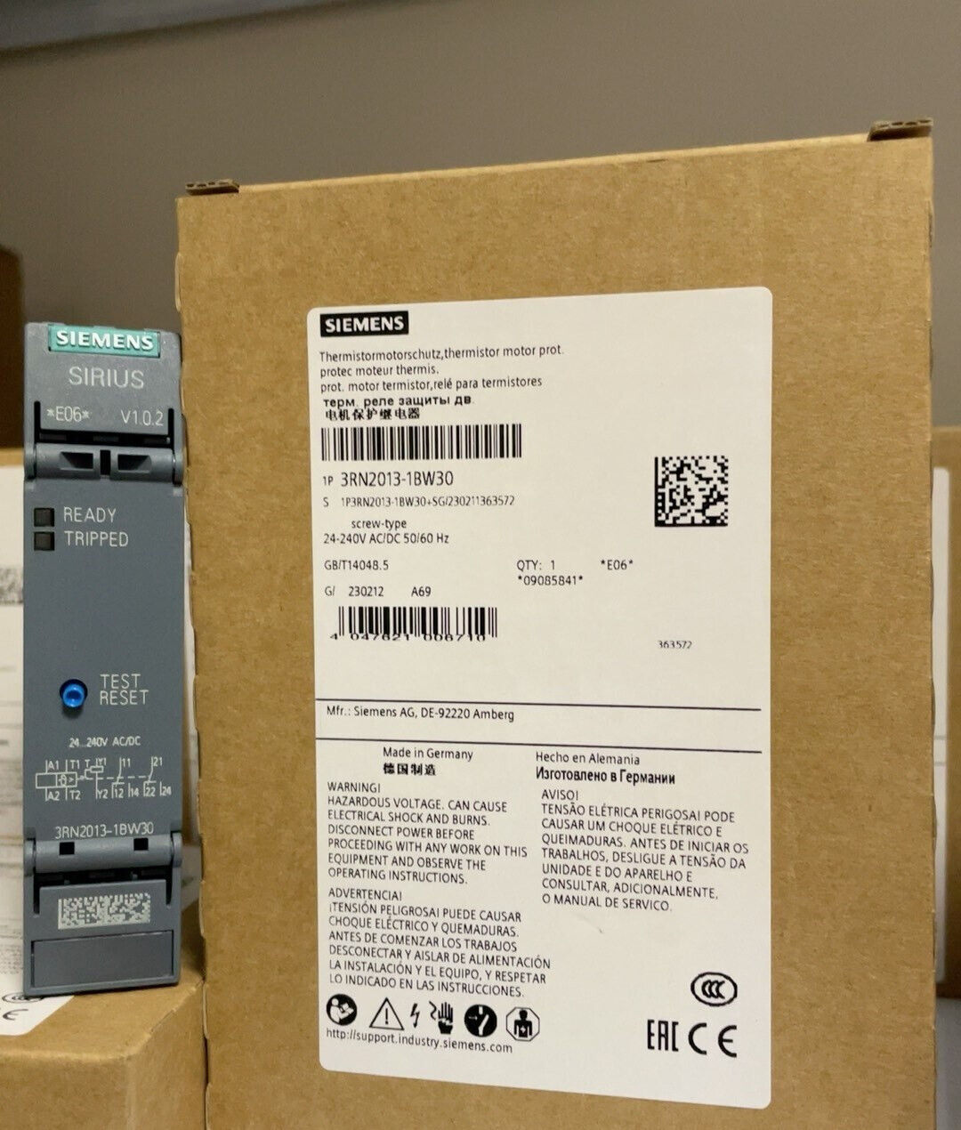 SIEMENS 3RN2013-1BW30 THERMISTOR MOTOR PROT .24-240V AC/DC