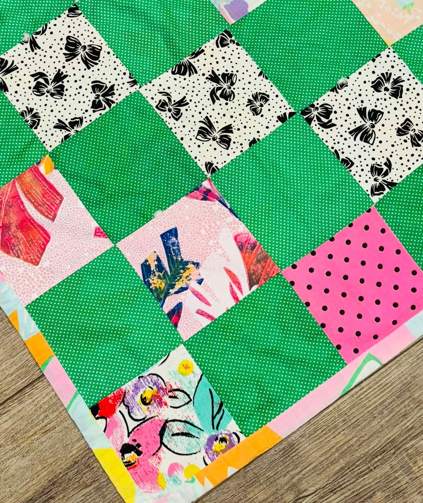Patchwork Quilt Valentine Galentine Girls 80”x 52” Cottage Farmhouse