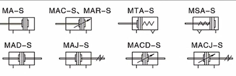 MA Series Double Acting Air Mini Pneumatic Cylinder Bore 16-40mm With Magnetic