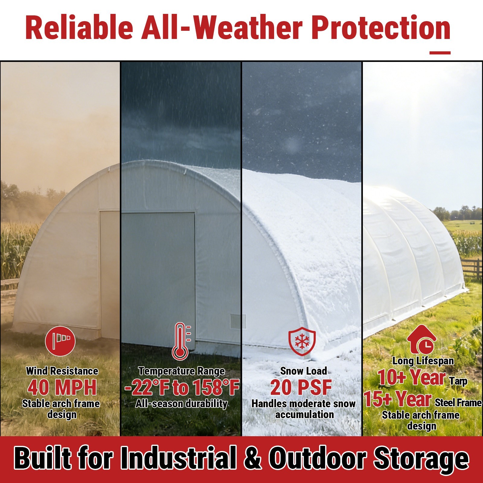 82x40x20FT Large Outdoor Equipment Shelter w/ Galvanized Steel Frame & PVC Cover