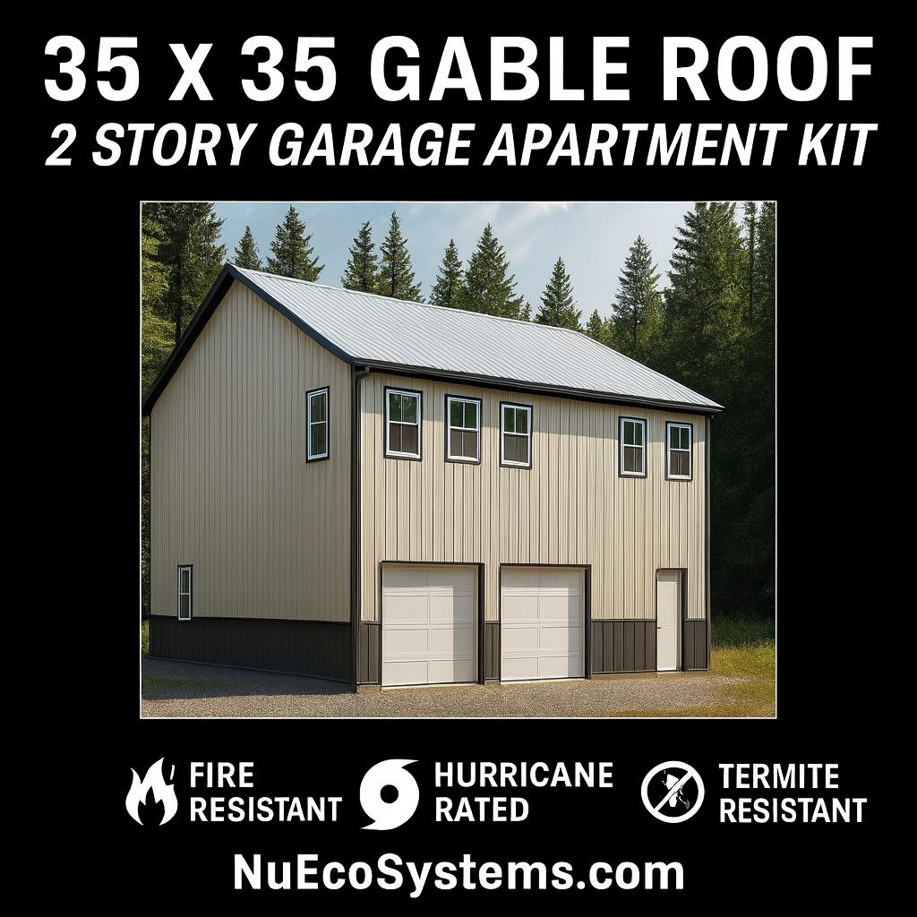 Affordable 22′ x 22′ Tall Lightweight Galvanized Steel Garage and Apartment Kit