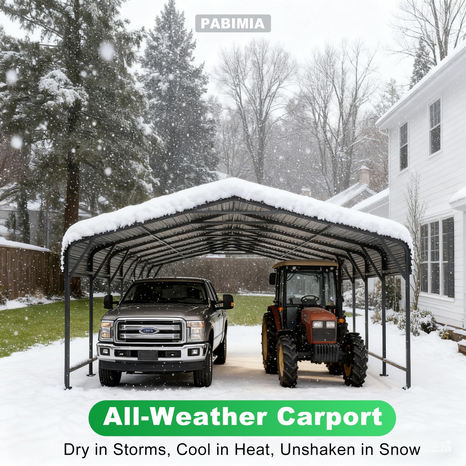 PABIMIA 20×40 FT Heavy-Duty Metal Carport, Outdoor Galvanized Steel Shelter