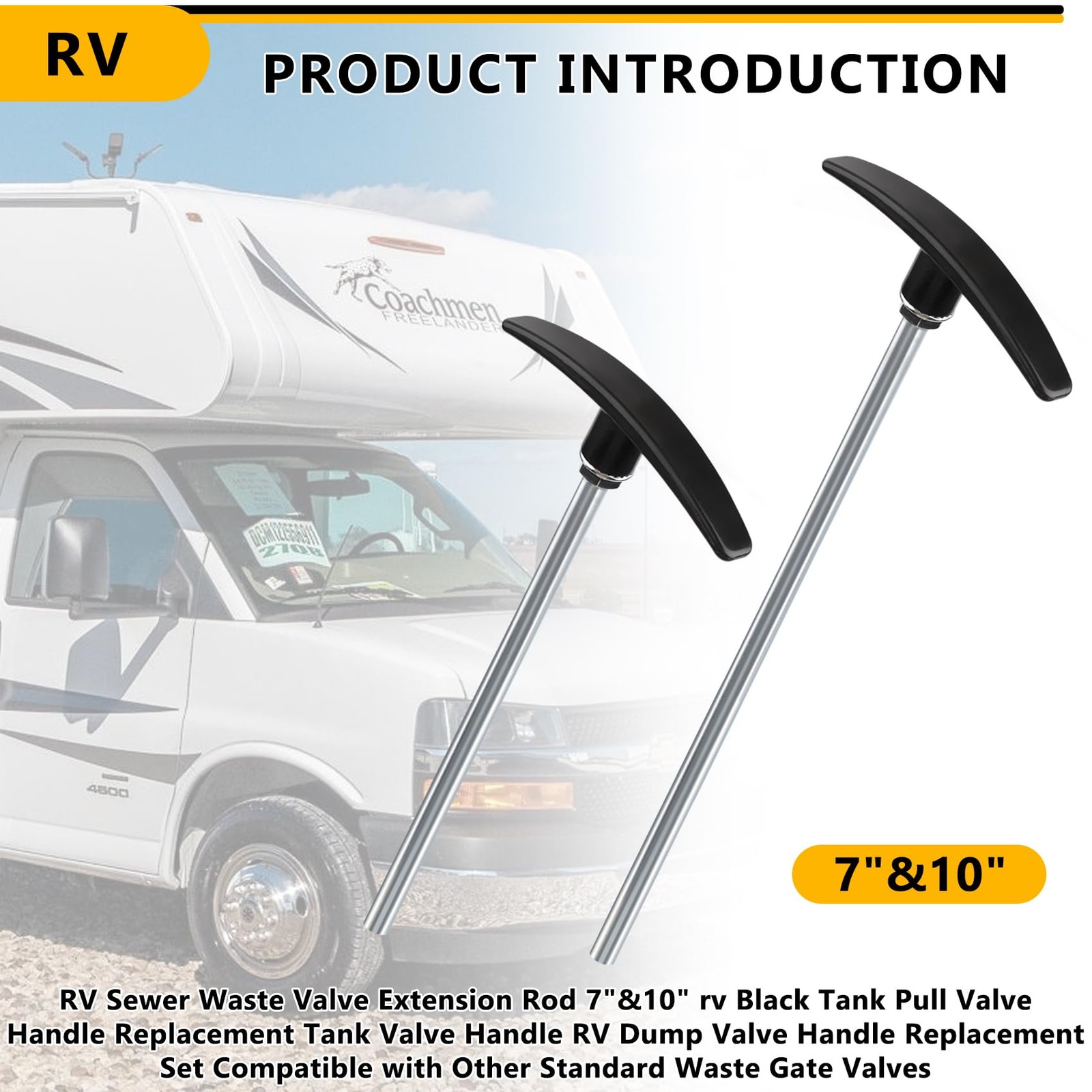 BKIFU RV Sewer Waste Valve Extension Rod 7″&10″,rv Black Tank Pull Valve…