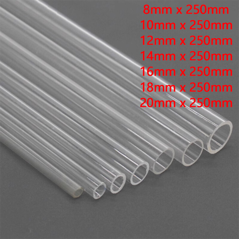 Clear Round Tube Perspex Hollow Plastic Pipe Candle Gloss Transparent OD 8-20mm
