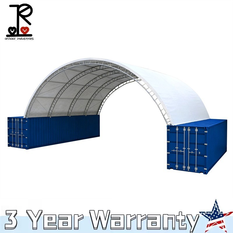 40x40x15FT Shipping Container Canopy w/Double Galvanized Steel Tube,Fabric Cover