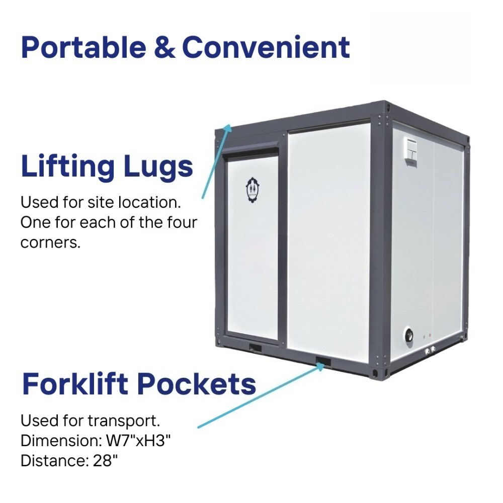 Portable Restroom Bathroom Mobile Toilet w/Shower Upgrade Acrylic Fanshaped Door