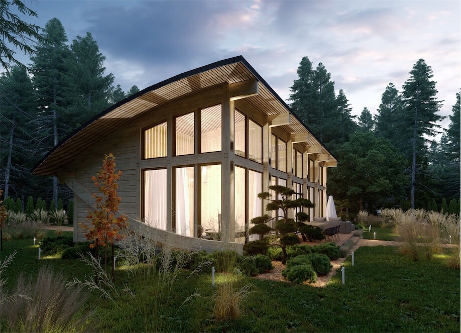 1080 ft2 TIMBER FRAME POOL HOUSE KIT ENGINEERED WOOD PREFAB BUILDING CABIN EASY