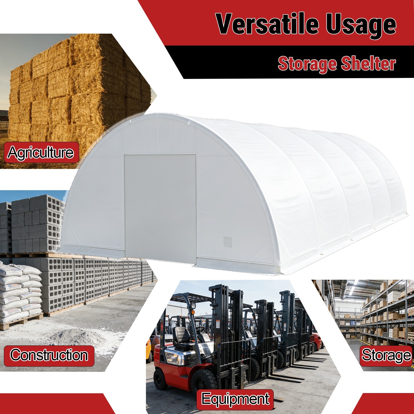 82x40x20FT Large Outdoor Equipment Shelter w/ Galvanized Steel Frame & PVC Cover