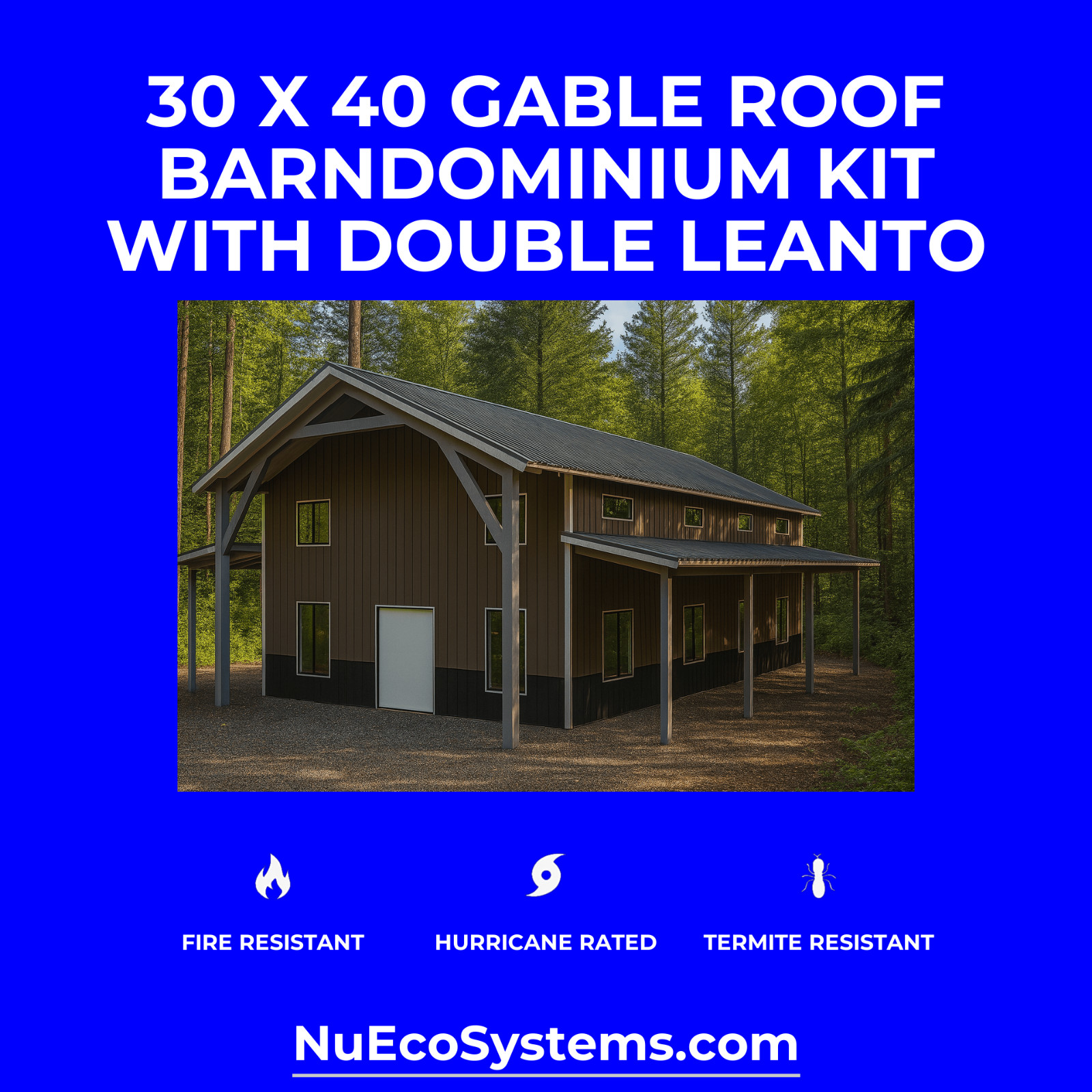 46 X 50 FLORIDA HURRICANE RATED Barn Style Barndominium Kit