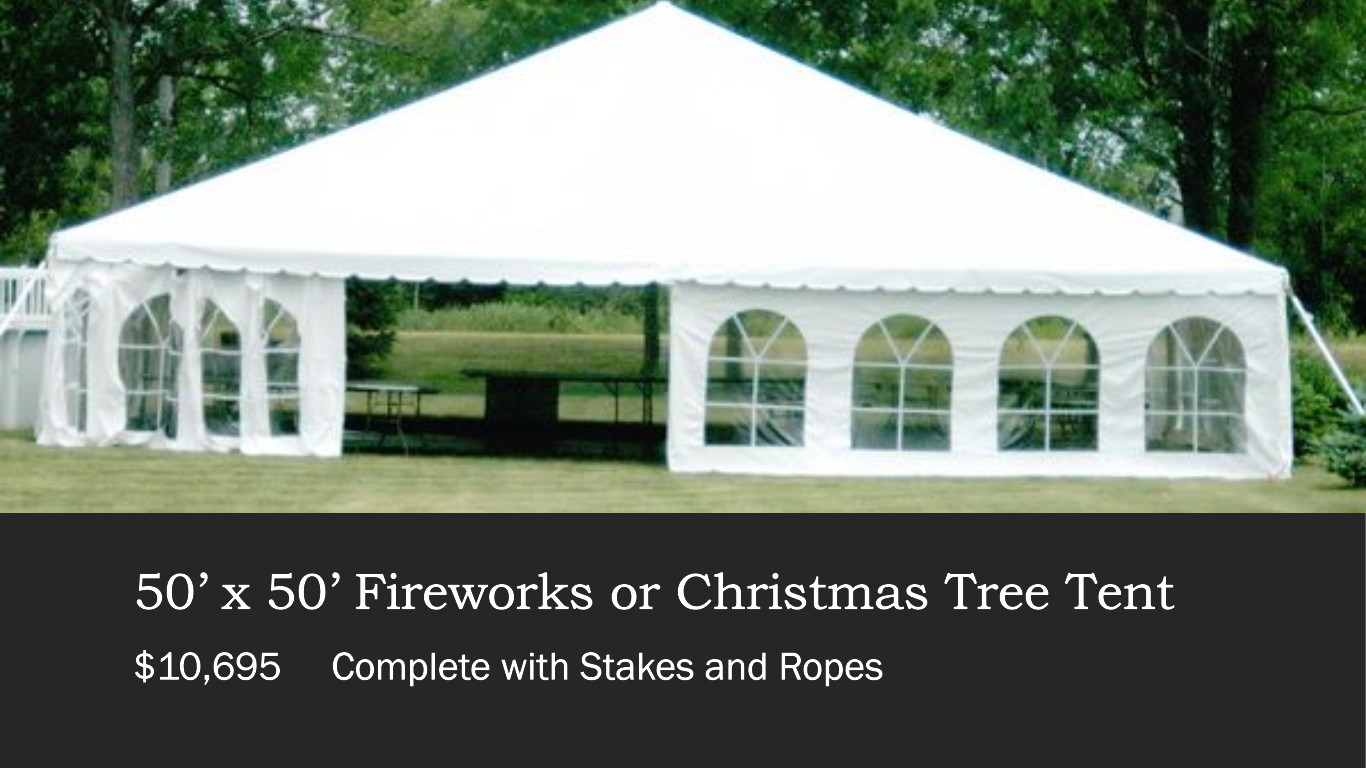 Multi Purpose 50’ x 50’ Complete with sides, stakes and ropes