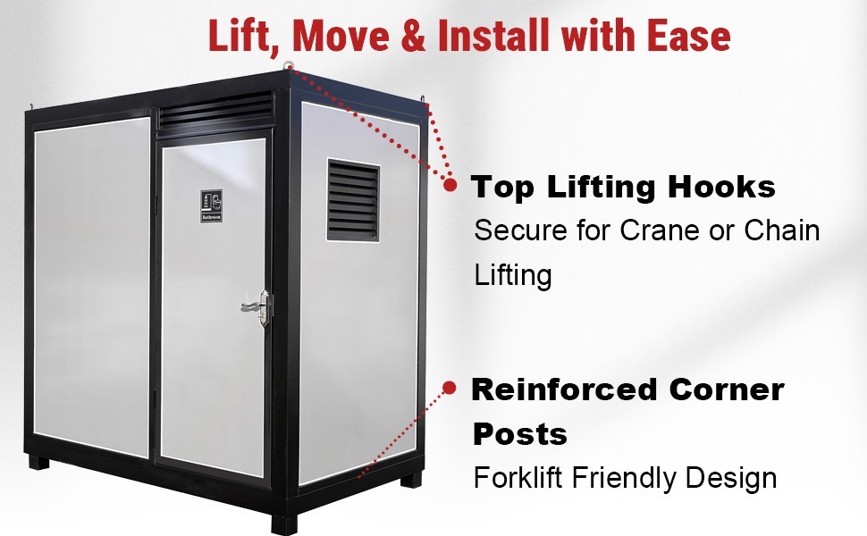 Portable Restroom Mobile Toilet Cabin Outdoor Shower Room w/Sink&Ventilation Fan